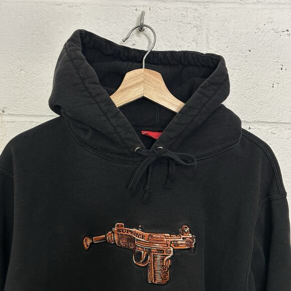 Supreme Toy Uzi Hooded Sweatshirt “Black Orange” SS19 - Picture 3 of 12